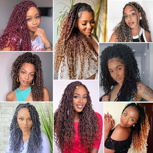 Pre-Looped Goddess Locs Crochet Hair 14 Inch - Black, 8 Pack with Accessories - Variation #1B