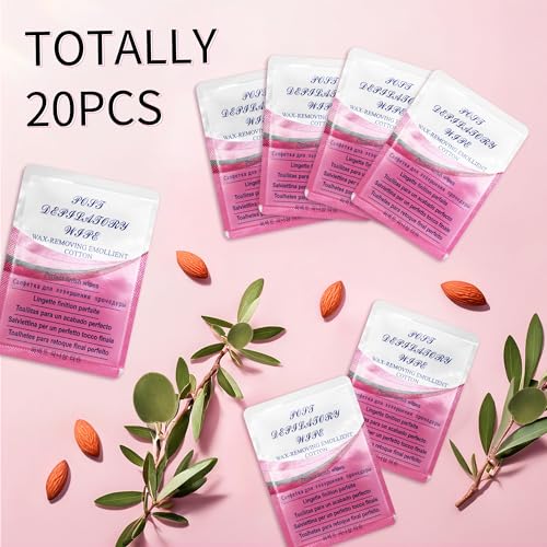 Beauty7 Post Wax Calming Oil Wipes 20 Packs Big Size Post Wax Oil Wipes for Body Leg Arm Post Waxing Cleanser After Wax Remover Removes Residue Reduces Redness Refill Pack