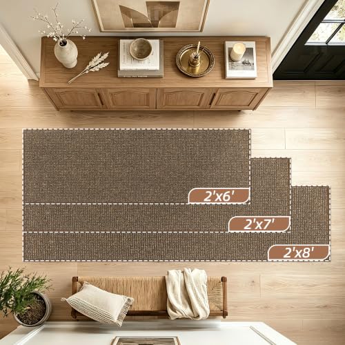 2x8 Brown Hallway Runner Rug Non-Slip Washable Durable Entryway Carpet