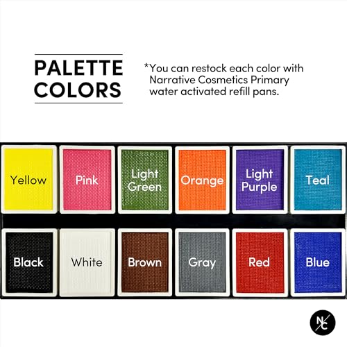 Vibrant Water-Activated Face & Body Makeup Palette - 12 Bold Colors
