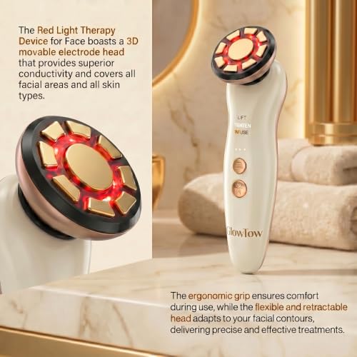3-in-1 Facial Skin Tightening Device with LED Light Therapy and Microcurrent