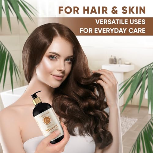 Sweet Almond Oil Organic 16 oz - 100% Pure & Natural Sweet Almond Oil for Skin, Body, Face, and Hair - Natural Cold Pressed Unrefined - Organic Massage Oil for Massage Therapy & Date Night