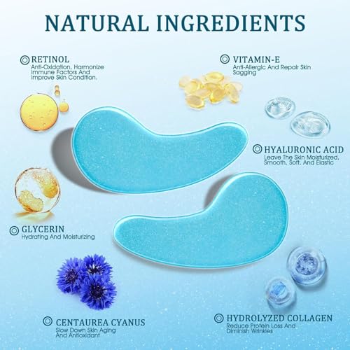 Under Eye Patches Masks - for Fine Lines with Collagen and Hyaluronic Acid, Dark Circles,and Fade Wrinkles, puffiness Smoothing Skin Care Treatment for Women and Men, (30 Pcs) white