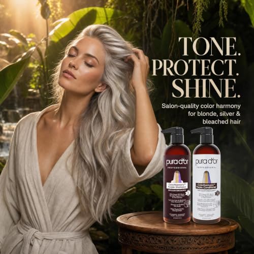 Purple Shampoo & Conditioner Set - Color Tone Correcting 32 Fl Oz - Blonde & Silver Hair