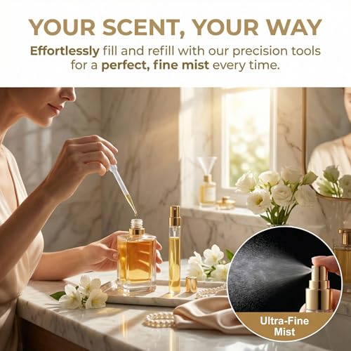Mini Travel Perfume Bottles Set - 50 Clear Glass Refillable Spray Bottles