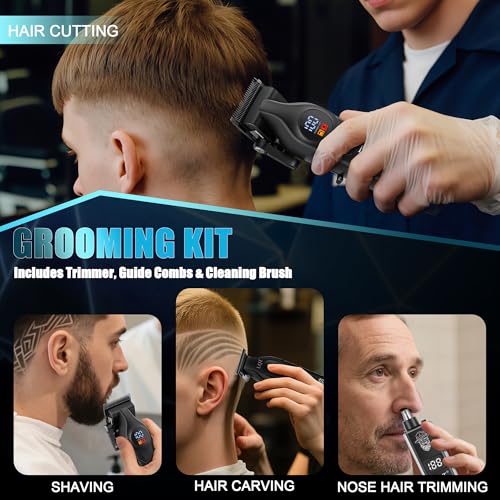 Hair Clippers for Men Cordless Clippers and Trimmers Set Professional Electric Body Beard Mustache Trimmer for Men Nose and Ear Hair Trimmer with Comb, Wrap, Bag, Men's Valentine¡¯s Day Gifts