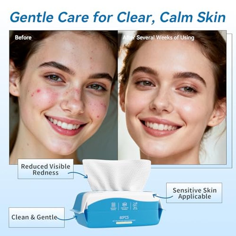 Face Towels, Disposable Biodegradable Clean Facial Towelette for Sensitive Skin, Lint- free Face Cloths for Makeup Remover, Ultra Soft Dry Wipes, Skincare Women Cleansing 240 Count (3 Packs)
