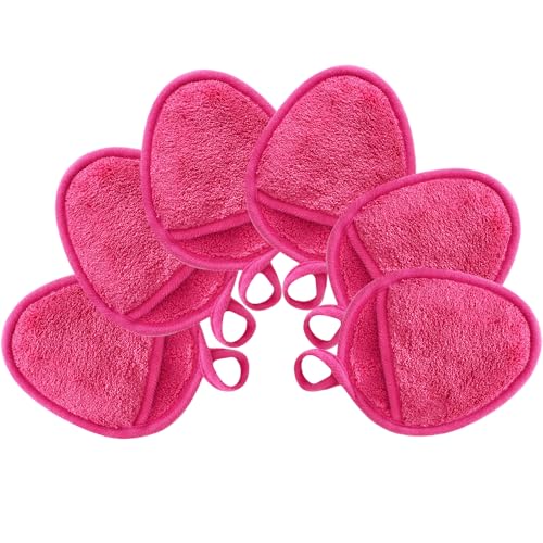 Reusable Makeup Remover Pads Soft Makeup Remover Cloths Washable Facial Makeup Cleansing Pads for Face,Lip,Eyes Pink 6PCS