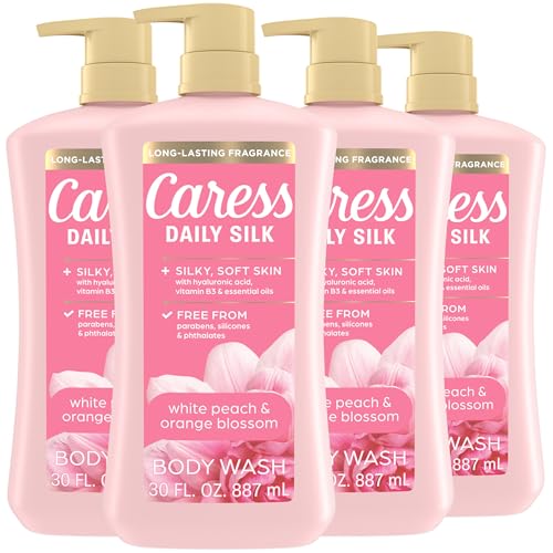 Caress Daily Silk Body Wash Pack of 4 30 fl oz - White Peach & Orange Blossom
