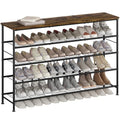 5-Tier Extra Long Shoe Rack Organizer Storage for Closet Entryway Black+Rustic Brown