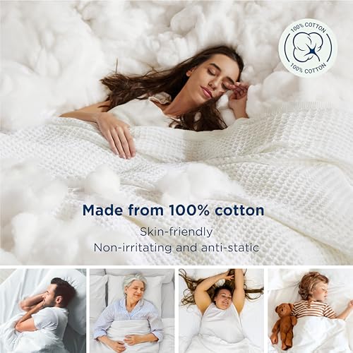 Bedsure 100% Cotton Waffle Weave Blanket - King Size, White, 104x90 Inch - Variation 01 White / King