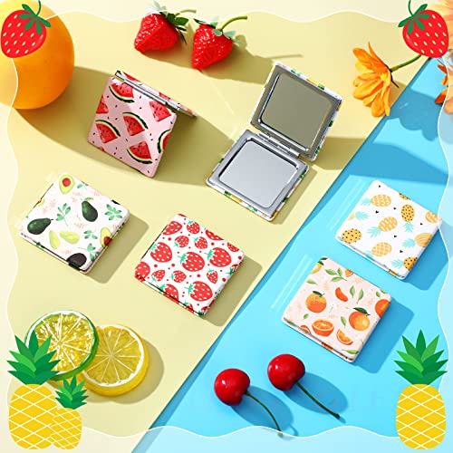 Square Style Fruit Design Compact Pocket Mirror Set - 24 Pieces