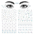 4 Sheets Face Gems Stickers, Self-Adhesive Face Jewels Diamonds Rhinestones for Makeup, Eyes, Nail Pearls Star Temporary Decoration Tattoos