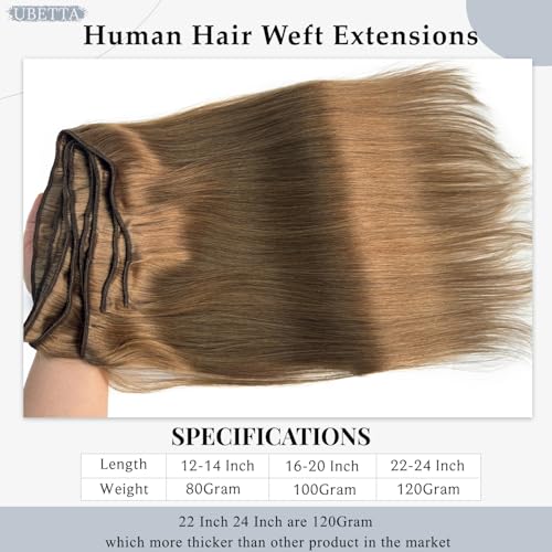 Ash Brown Sew-In Human Hair Extensions 12 Inch Wefts for Women - Light Brown Remy Hair Bundle - Variation #8
