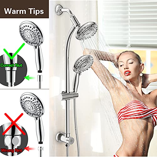 Handheld & Rain Shower Combo with 27.5-Inch Stainless Steel Bar - Polished Chrome