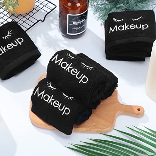 Shimeyao 13x13 Inch Black Makeup Towels Bulk Reusable Makeup Washcloths for Face Facial Remover Washcloths Absorbent Cotton Towel for Salon Spa Women Skin Care(6 Pcs,Classic)