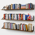 Forbena 48 Inch Wall Floating Shelf, 8" Deep Rustic Brown Wood with Black Metal Brackets