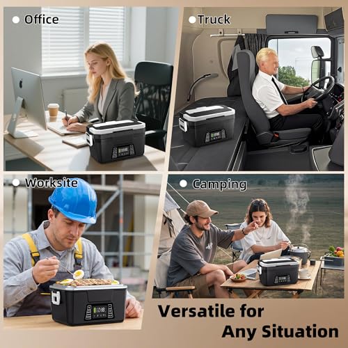 Vabaso 1.2L Cordless Electric Heated Lunch Box - Black with APP Control