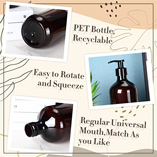 Tessco for you 12 Pack Amber Soap Dispenser Empty Plastic Pump Bottles Dispenser Refillable Shampoo for Hand Sanitizer Soap Cosmetic Lotion Body Wash Conditioner Bathroom Kitchen Travel (16.9 Oz)