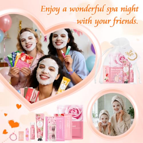 Bulk Spa Gift Set for Women with Face Masks Hand Cream Lip Balm & More - 60 Pieces
