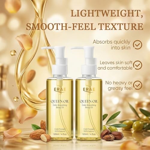 SDUQULK ERAE Queen Botanical Body Oil 120ml - Lightweight Moisturizer for Arms, Tummy & Thighs, 1PC