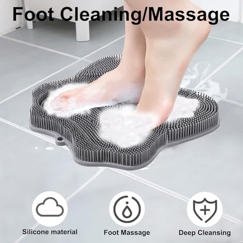 Shower Foot Scrubber with Strong Suction Cups - Grey & Blue Foot Massager
