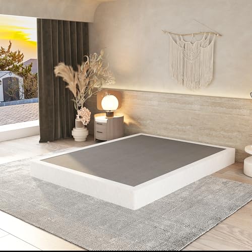 8 Inch Queen Bed Box Spring with Steel Support and Cover - Quiet, Easy Assembly