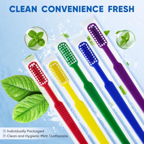 150 Pack Prepastel Disposable Toothbrushes with Toothpaste - Bulk Individually Wrapped