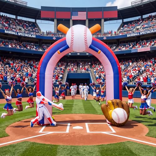 9 Ft Inflatable Baseball Arch with LED Lights for Sports Events & Parties