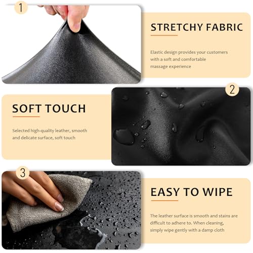 White 70x30 Inch Waterproof PU Leather Massage Table Cover Fitted Protector - Elastic & Odorless