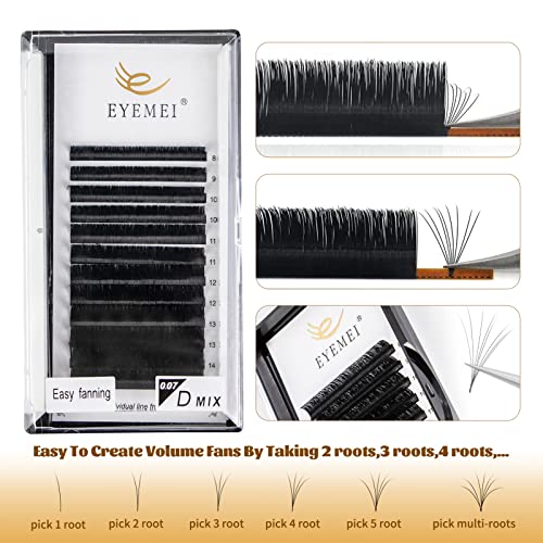 Eyelash Extension Easy Fan Volume Lashes 0.05 0.07 C/D/DD Curl 15-20mm Rapid Blooming Volume Lash Extensions (0.05DD 15-20Mix)