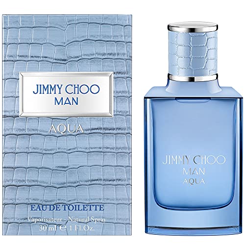 Men's Eau de Toilette Jimmy Choo Man Aqua 1 Fl Oz - Marine Woody Fragrance with Grapefruit & Salty Moss