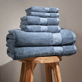 Organic Cotton Bath Towel Set of 6 - Dark Blue - Hotel Quality 700 GSM