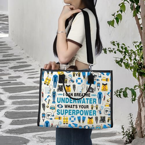 LEVLO Scuba Diving Cosmetic Bag Diving Lover Gift I Can Breathe Underwater What's Your Superpower Make up Zipper Pouch Bag For Scuba Diver (I Can Breathe LT)