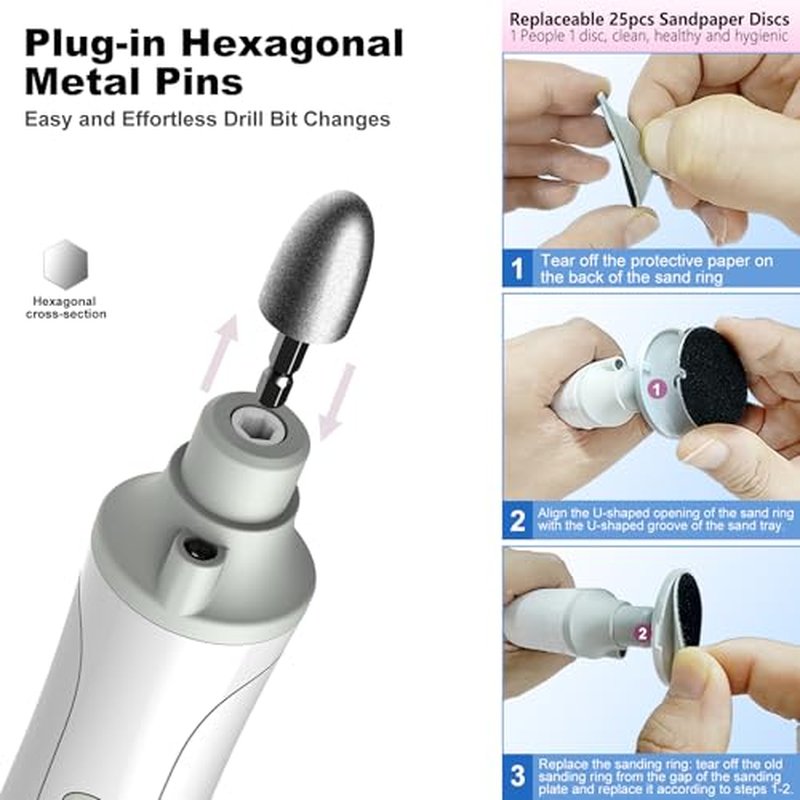2-in-1 Professional Cordless Electric Nail Drill File&Callus Remover for Feet Hand Care-Wider Grinder for Dead Skin,Thick Nails,Acrylic Gel Nails,15 Speed,LED Display for Women Men Seniors Home Salon