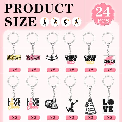 Olgaa Black Cheerleader Gift Set - 24 Cheer Bags & 24 Keychains for Sports Events