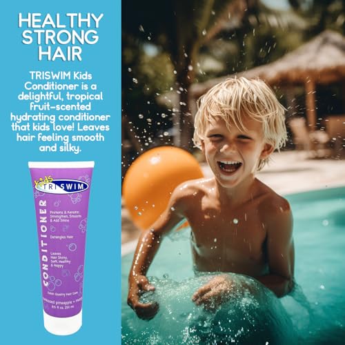 Kids Swim Shampoo & Conditioner Set with Tropical Scent - Pineapple & Mango - 8.5 Fl Oz, Pack of 2