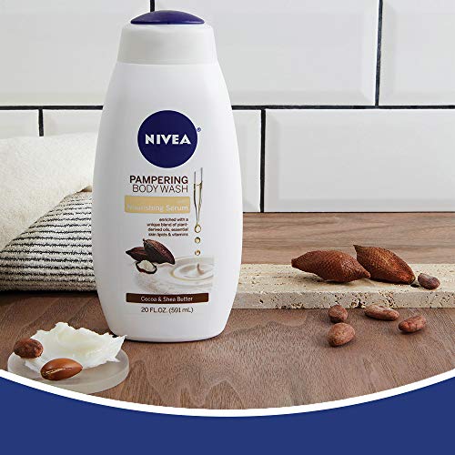NIVEA Cocoa & Shea Butter Body Wash with Nourishing Serum - Pack of 3, 20 Fl Oz