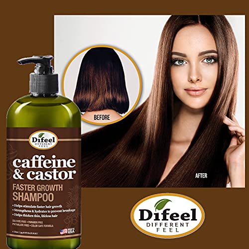 Hair Growth Shampoo & Conditioner Set with Caffeine & Castor Oil - 33.8 oz Each