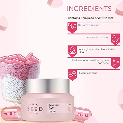 The Face Shop Chia Seed Hydro Cream - Hydrating Gel Moisturizer for Skin, 1.76 oz