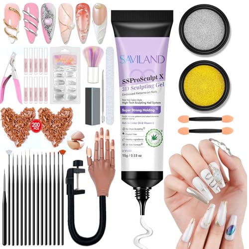 SAVILAND Clear Dip Powder Nail Kit Starter with Nail Dehydrator and Primer