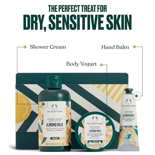 The Body Shop Almond Milk Gift Set - 3 Piece Set, Includes Shower Cream, Body Yogurt, Hand Balm, Vegan