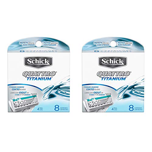 Schick Quattro Titanium Razor Blade Refills for Men - 8 Pack, 2 Sets