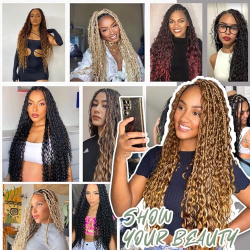 LIYATE 18 Inch Boho Crochet Braids for Black Women - P27/613, 7 Packs
