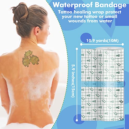 VOOVAO Waterproof Tattoo Aftercare Wrap Bandage 5.9in x 10.9yd Second Skin Healing