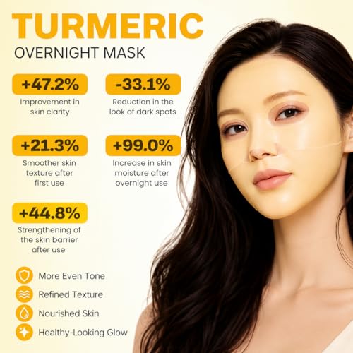 Kojic Acid Turmeric Face Mask - Hydrating Overnight Skin Care, 34ml x 5
