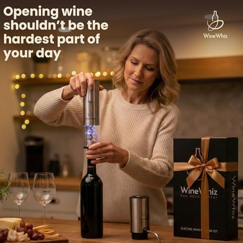 Electric Wine Opener & Aerator Set with Accessories - Rechargeable Automatic Corkscrew & Dispenser
