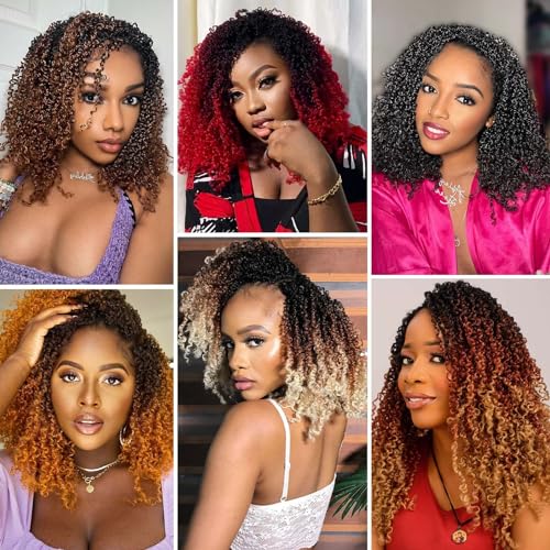 Aksice Pre-Looped Yanky Twist Crochet Hair 8 Inch 8-Pack for Black Women #1B