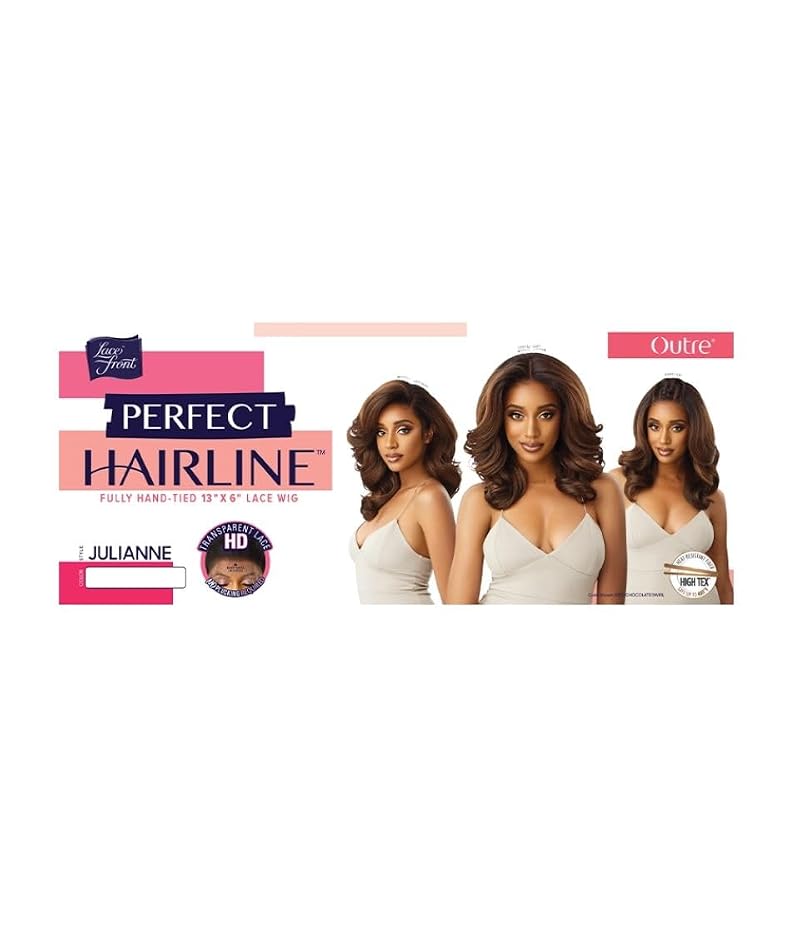 Outre Julianne Lace Front Wig – 13x6 HD Transparent Frontal, Jet Black, Hand-Tied