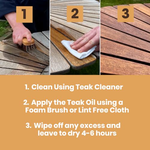 Furniture Clinic 169.07 Fl Oz Teak Oil for Indoor & Outdoor Wood Furniture - Natural Finish & Protection